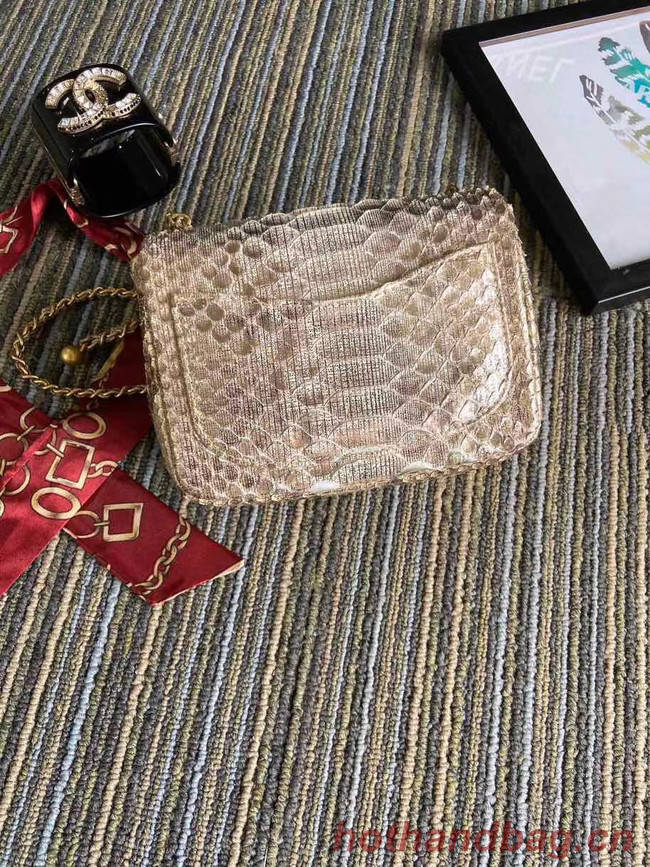 Chanel Original Small Snake skin flap bag AS1115 apricot