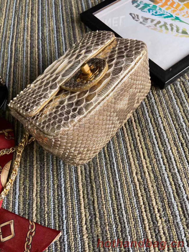 Chanel Original Small Snake skin flap bag AS1115 apricot