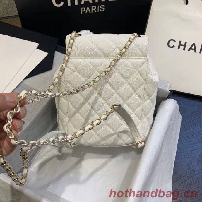 Chanel backpack Grained Calfskin & Gold-Tone Metal AS1371 White