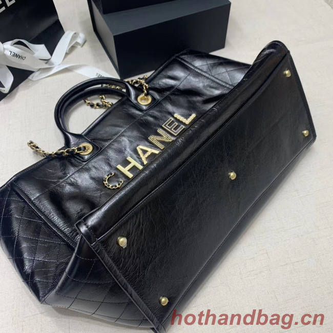 Chanel cowhide Tote Shopping Bag A66942 black