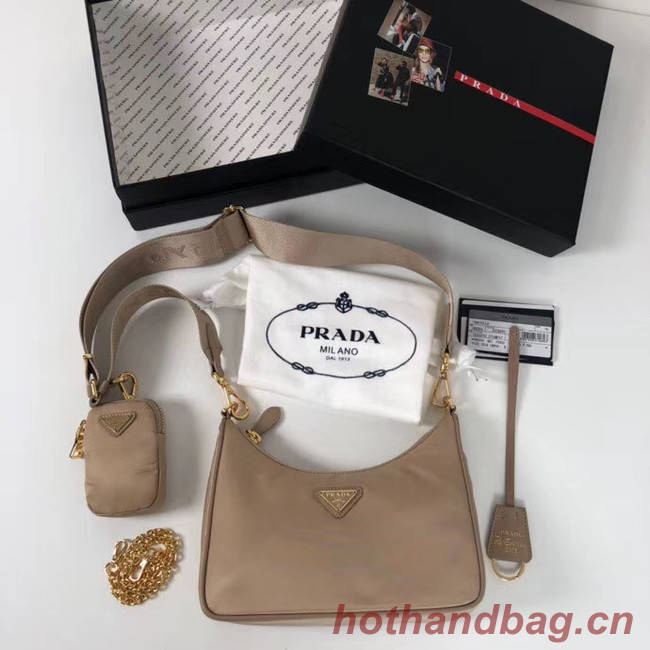 Prada Re-Edition nylon shoulder bag 1BH204 apricot