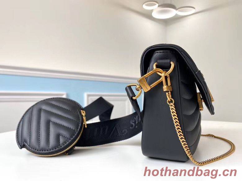 LOUIS VUITTON NEW WAVE Originl Leather Shoulder Bag M56466 Black