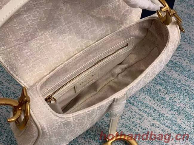 SADDLE BAG Gray Dior Oblique Embroidered Denim M0446C cream