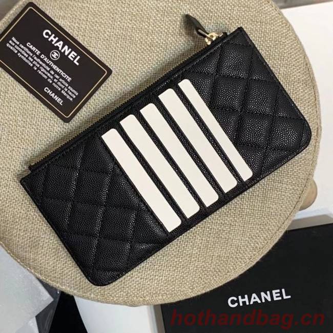 BOY CHANEL Calfskin Leather Card packet AP1482 black