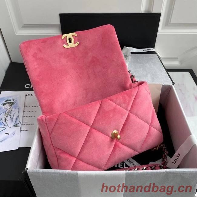 Chanel 19 flap bag velvet AS1161 pink