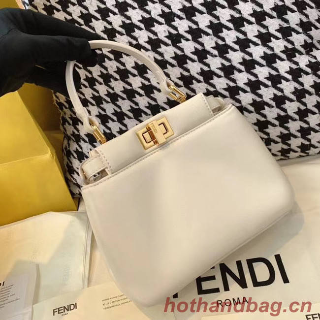 Fendi PEEKABOO ICONIC MINI nappa leather bag 8BN244 white