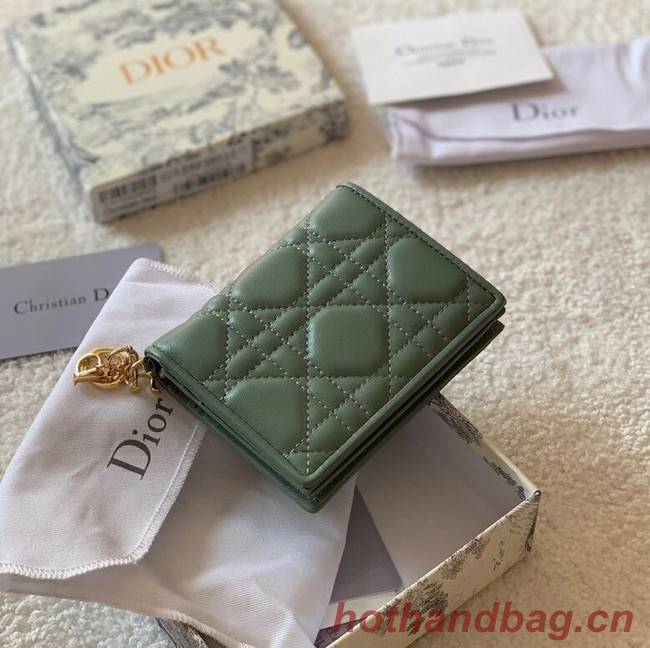 MINI LADY DIOR WALLET Cannage Lambskin S0178 green