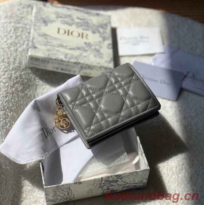 MINI LADY DIOR WALLET Cannage Lambskin S0178 grey