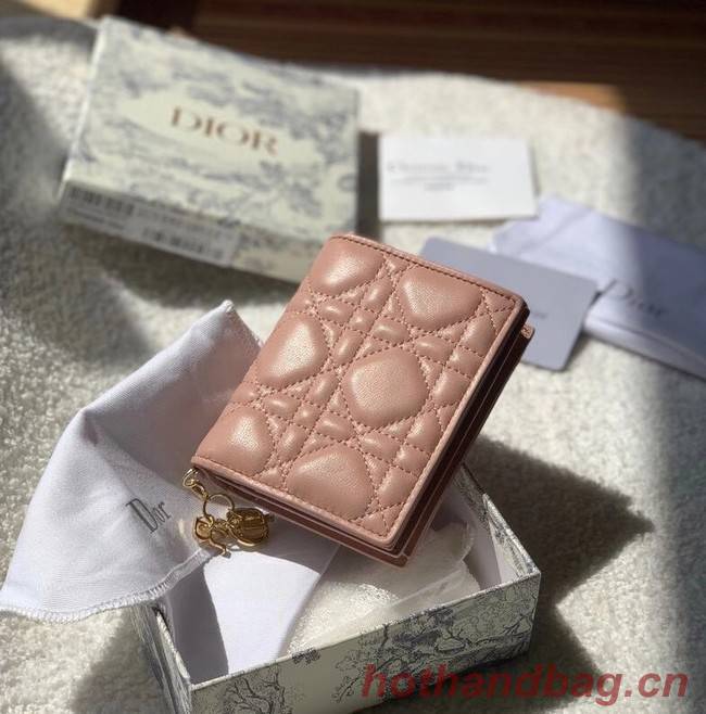 MINI LADY DIOR WALLET Cannage Lambskin S0178 pink