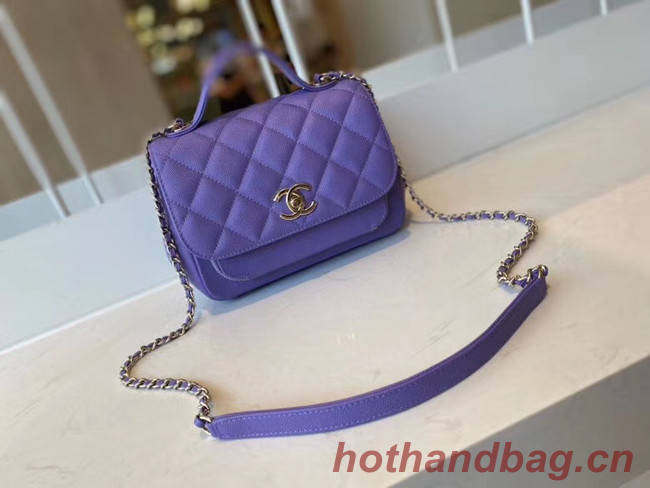 Chanel small flap bag Calfskin & Gold-Tone Metal A93749 purple