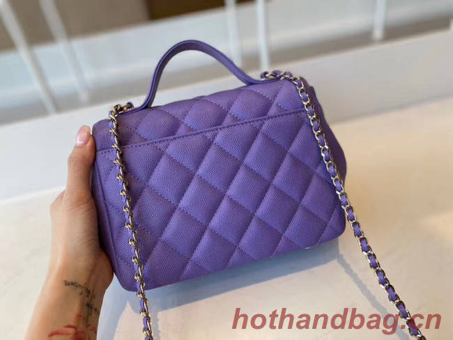 Chanel small flap bag Calfskin & Gold-Tone Metal A93749 purple