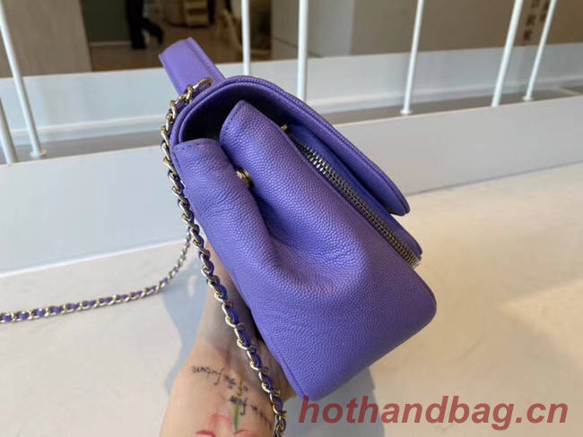 Chanel small flap bag Calfskin & Gold-Tone Metal A93749 purple