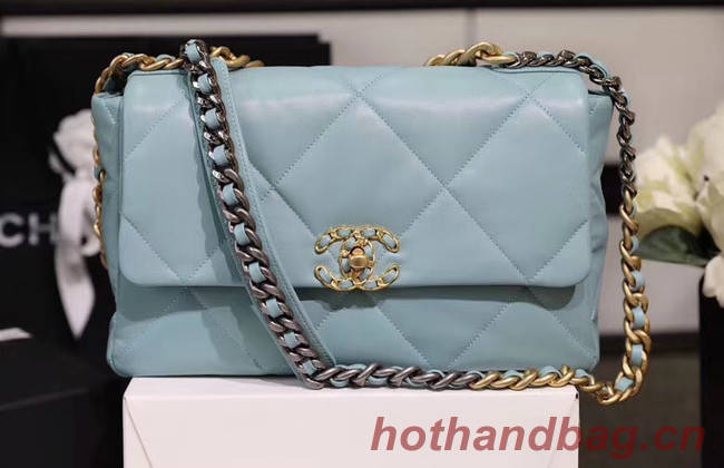 Chanel 19 flap bag AS1161 light blue