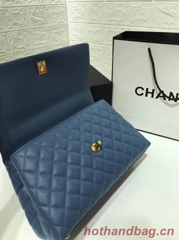 Chanel flap bag with Burgundy top handle A92991 Blue