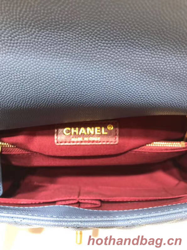 Chanel flap bag with Burgundy top handle A92991 Blue