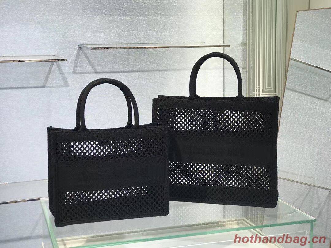 DIOR BOOK TOTE Black Mesh Embroidery M1286Z