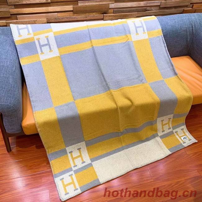 Hermes Lambswool & Cashmere Shawl & Blanket 71155 yellow