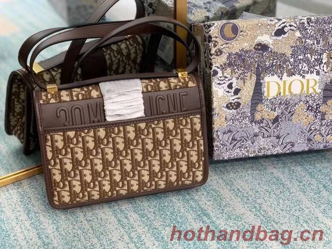 DIOR BOOK TOTE SMALL Oblique Embroidered M1296ZW Brown