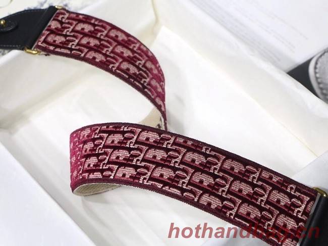 Dior Oblique Embroidered Velvet SHOULDER STRAP S8540CWVF-3 Burgundy