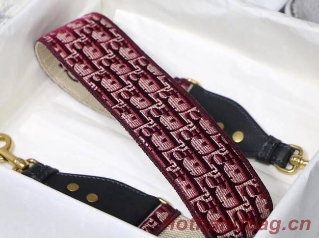 Dior Oblique Embroidered Velvet SHOULDER STRAP S8540CWVF-3 Burgundy