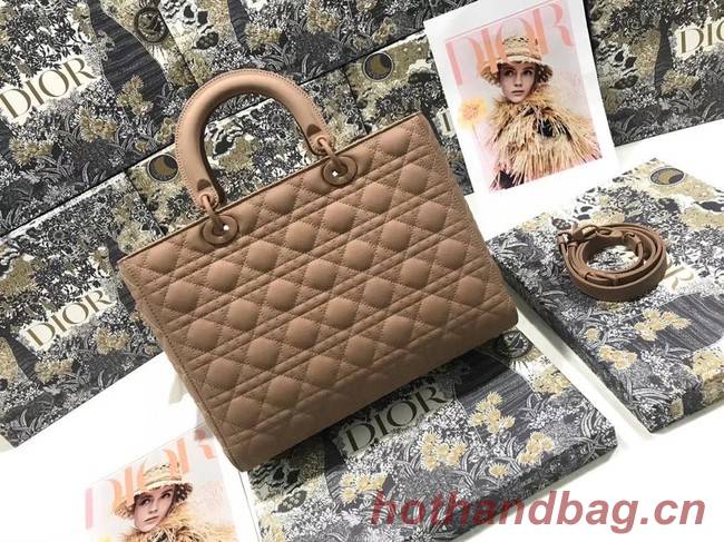 LARGE LADY DIOR BAG Blush Ultramatte Cannage Calfskin M0566SL