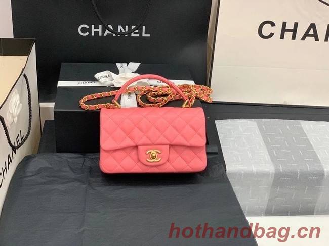 Chanel small tote bag Sheepskin & Gold-Tone MetalAS2431 pink