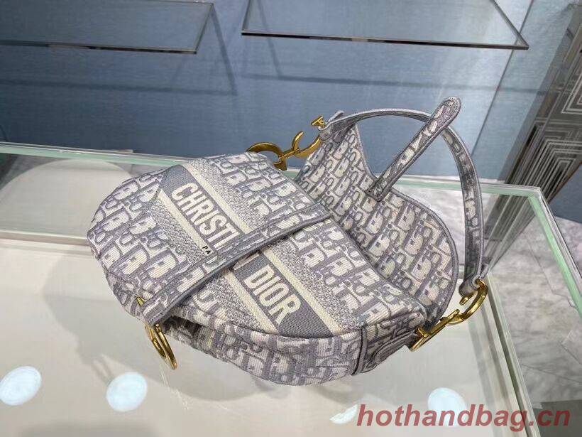 SADDLE BAG Dior Oblique Embroidered Velvet C0044 gray