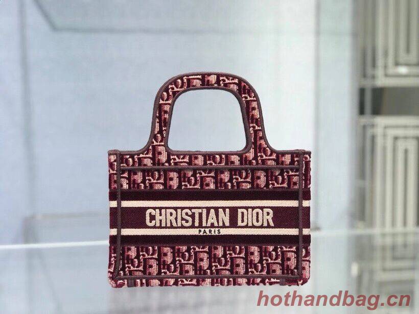 DIOR BOOK TOTE Burgundy Dior Oblique Embroidered Velvet M1286Z