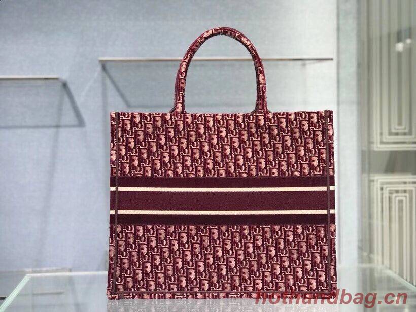 DIOR BOOK TOTE Burgundy Dior Oblique Embroidered Velvet M1286Z