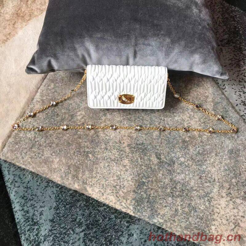 miu miu Matelasse Nappa Leather Shoulder Bag 5DH044A white