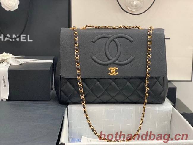 Chanel flap bag Grained Calfskin & & Gold-Tone Metal A92233 black