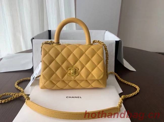 Chanel coco mini flap bag with top handle AS2215 yellow