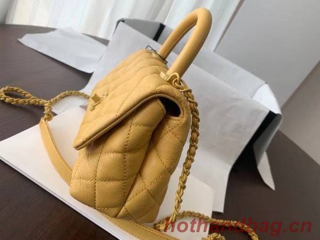 Chanel coco mini flap bag with top handle AS2215 yellow