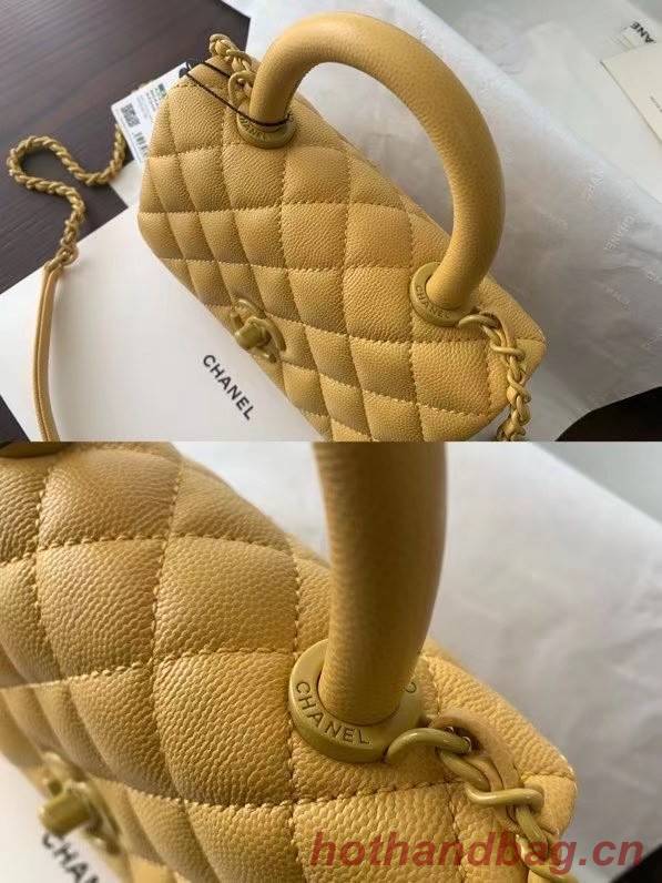 Chanel coco mini flap bag with top handle AS2215 yellow