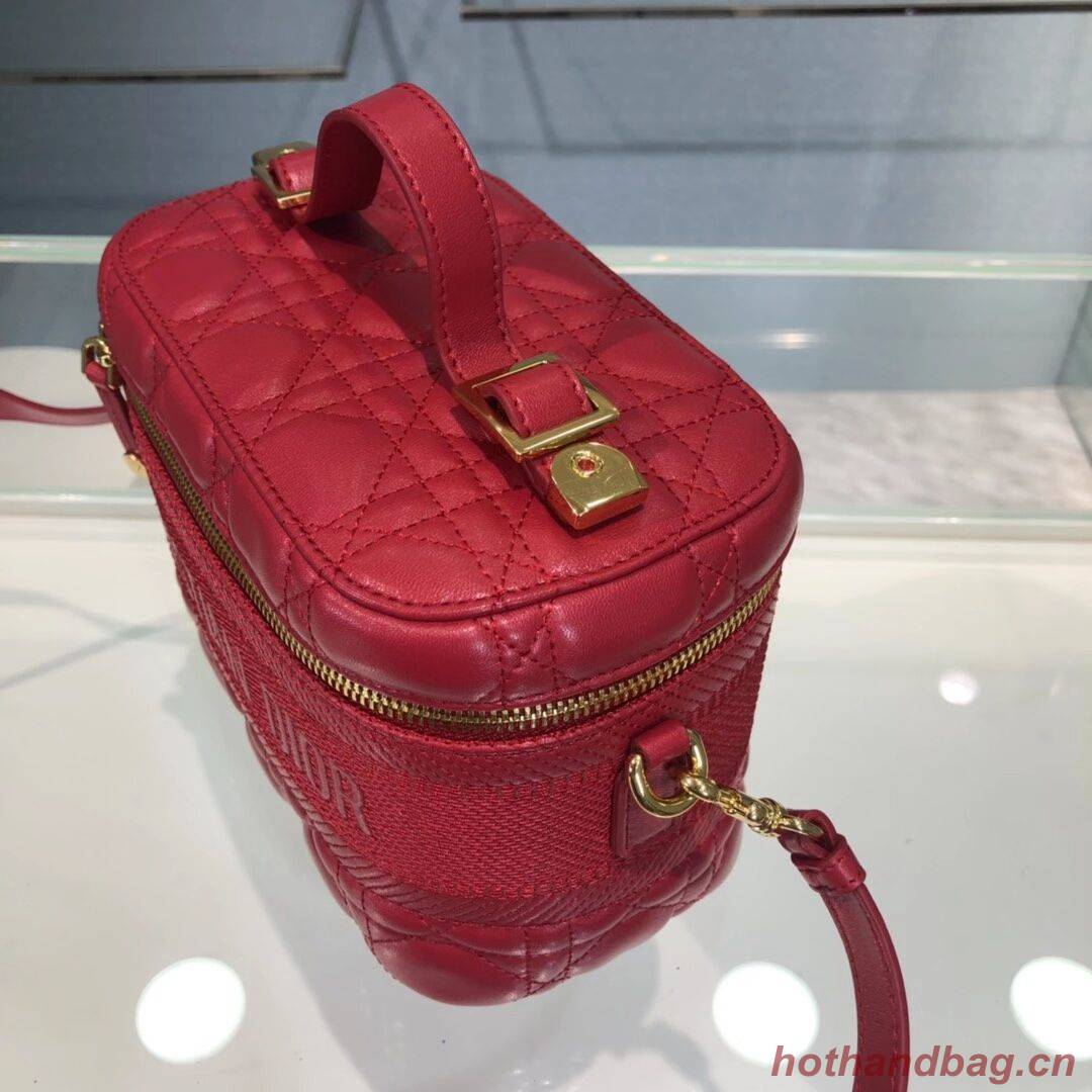 DIOR SMALL DIORTRAVEL VANITY CASE Cannage Lambskin S5488U red