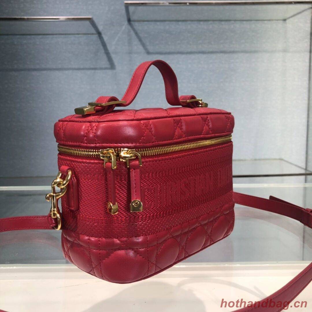 DIOR SMALL DIORTRAVEL VANITY CASE Cannage Lambskin S5488U red