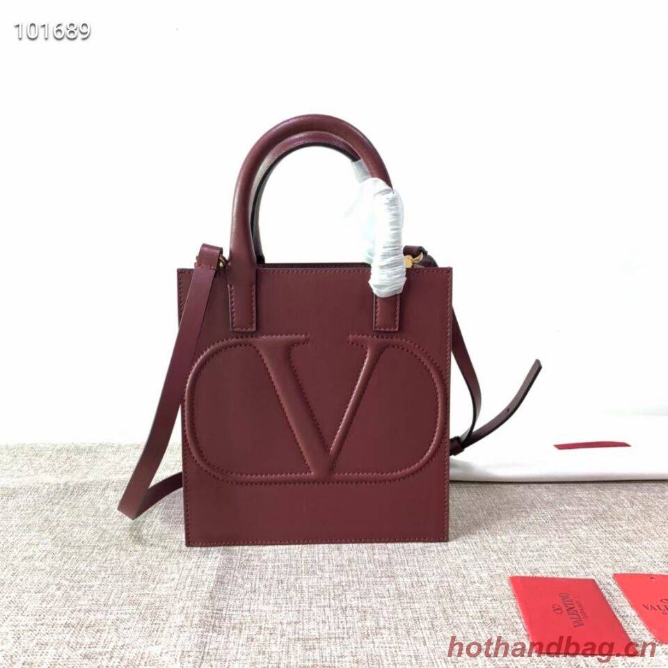 VALENTINO Origianl leather tote V2022 oxblood red