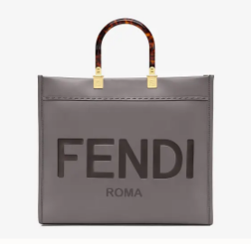 FENDI SUNSHINE large gray leather shopper 8BH387A