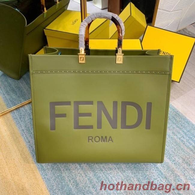 FENDI SUNSHINE large green leather shopper 8BH387A