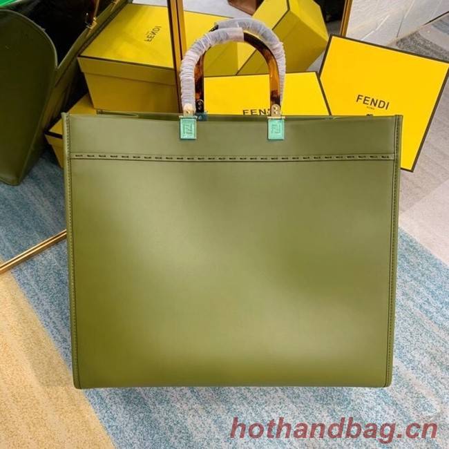 FENDI SUNSHINE large green leather shopper 8BH387A