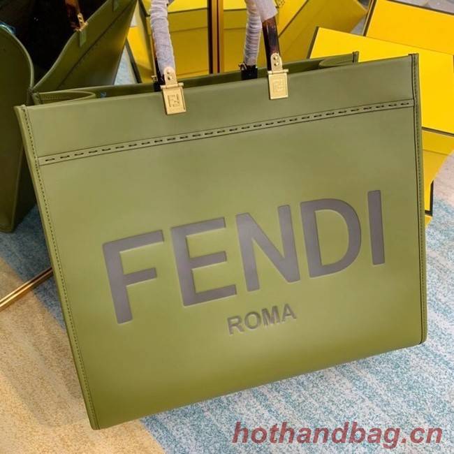 FENDI SUNSHINE large green leather shopper 8BH387A