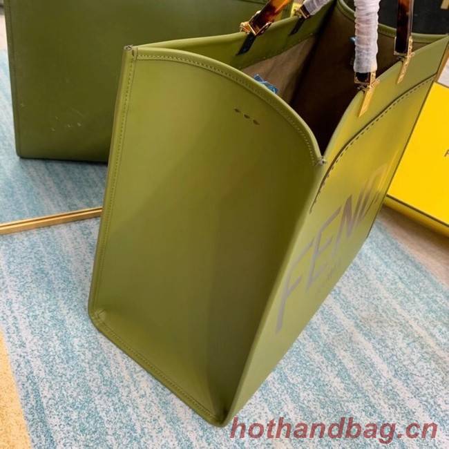 FENDI SUNSHINE large green leather shopper 8BH387A