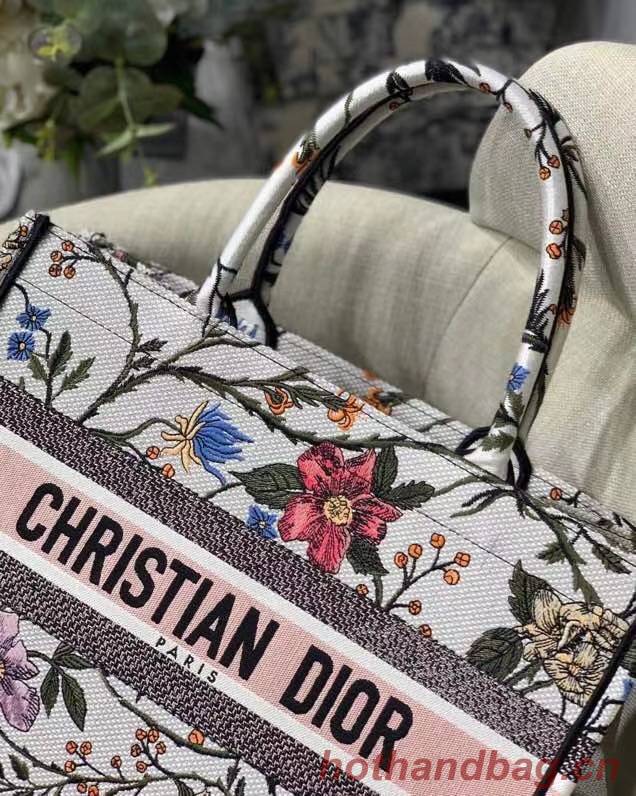 Medium DIOR BOOK TOTE Multicolor Mille Fleurs Embroidery M1296ZW