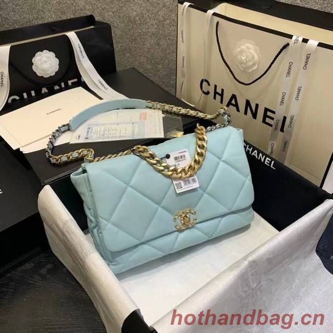 chanel 19 large flap bag AS1162 sky blue