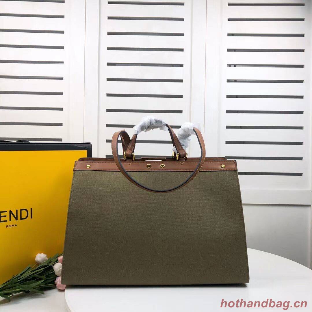 FENDI PEEKABOO X-TOTE canvas bag 8BH374B green