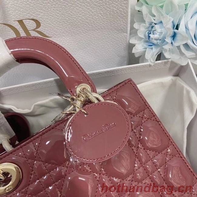 SMALL LADY DIOR BAG Rose Des Vents Patent Calfskin M0531