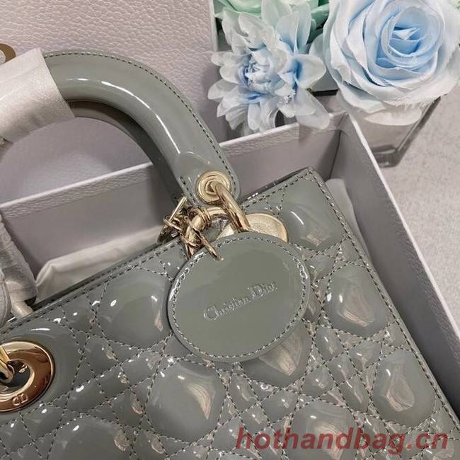 SMALL LADY DIOR BAG gray Patent Calfskin M0531