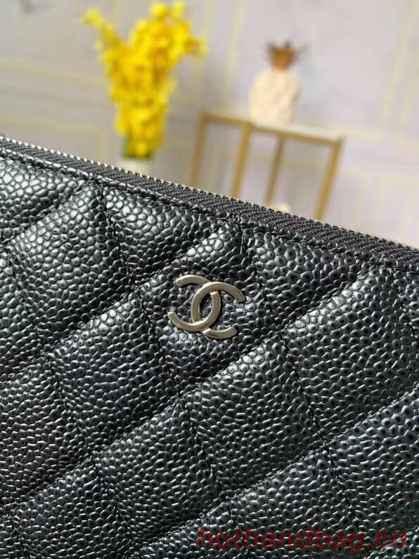 Chanel zipped wallet Goatskin AP31504-7 Black