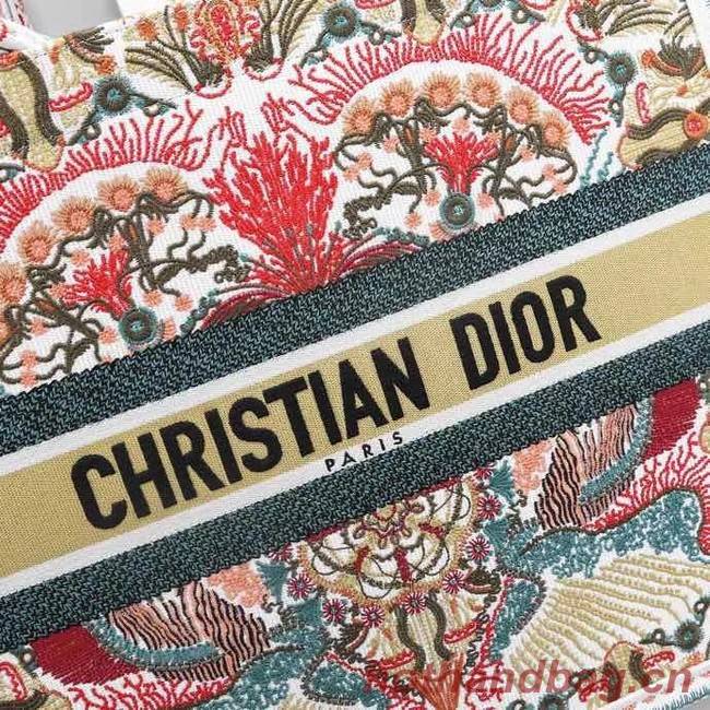 DIOR BOOK TOTE Latte Multicolor Dior Zodiac Embroidery M1286Z-2