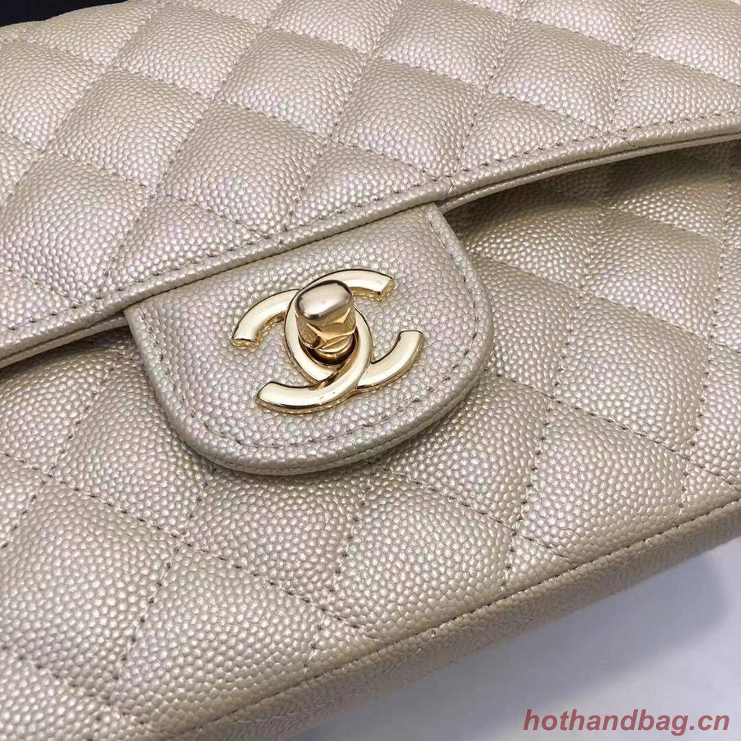 Chanel Classic Flap Bag Chevron Caviar Leather A01112A champagne